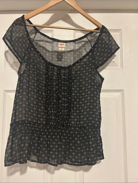 Mossimo Supply Co. Tops - Mossimo Supply Co. Black Sheer Floral Cap-Sleeve Blouse